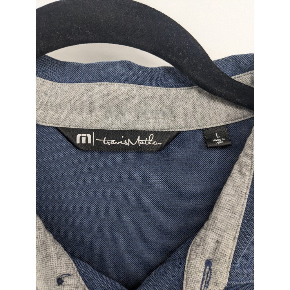 Travis Mathew Polo Shirt Mens Large Blue Gray Golf‎ - Picture 8 of 12